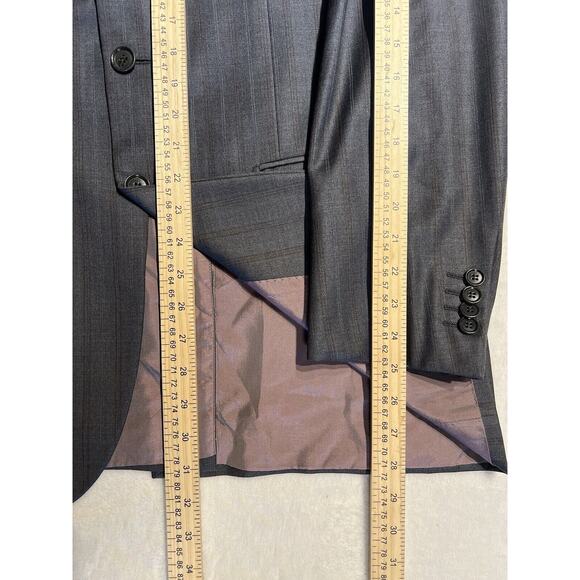 Pal Zileri 40R 32W Gray - Rust Purple Stripe 2 Piece Suit Jacket and Pants Set - Picture 10 of 16